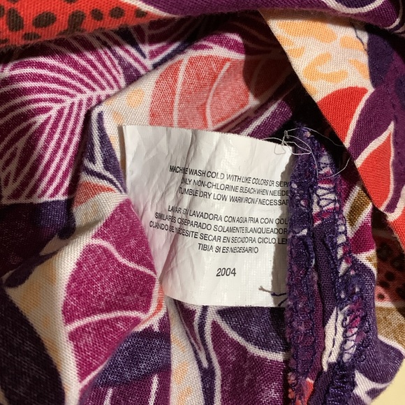 Erika Top Blouse 3X Red Purple Floral Short Sleeve Front Buttons Cotton Rayon - Picture 9 of 13